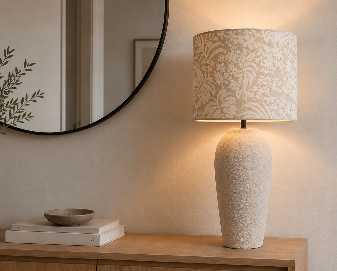 Taller lampara tela botanica Paula Beige